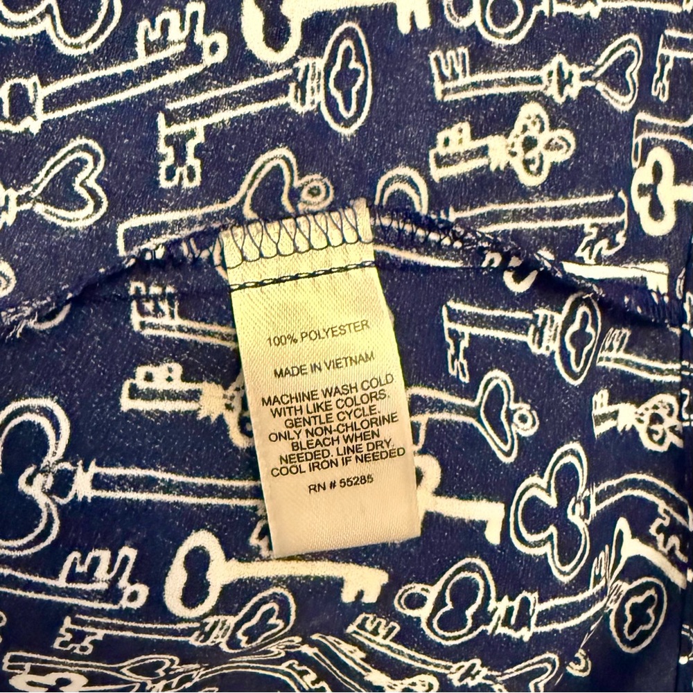 Express Navy & White Key Pattern Button-Down Shir… - image 4